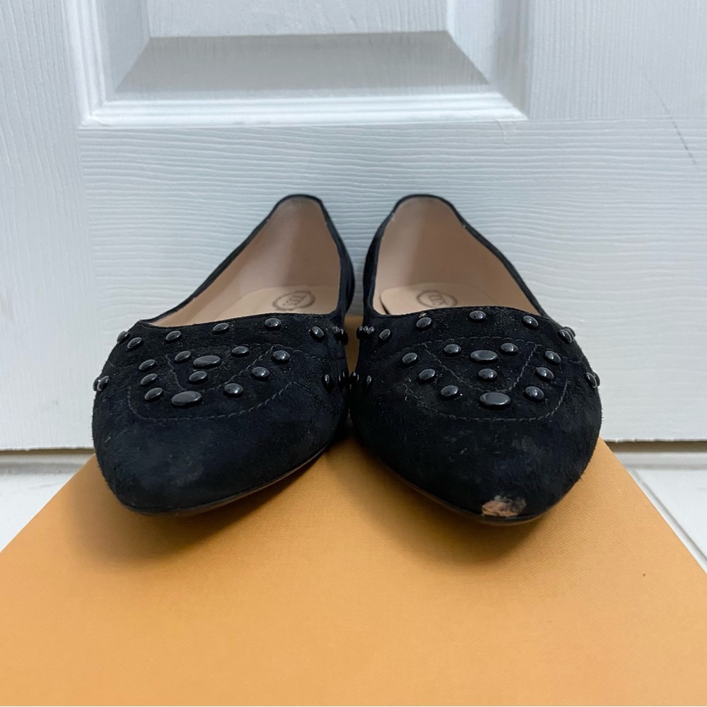 Tod’s Suede Studded Flats Gomma 22B Gommini Verniciati Black EUR 38.5 Women’s - Picture 3 of 14